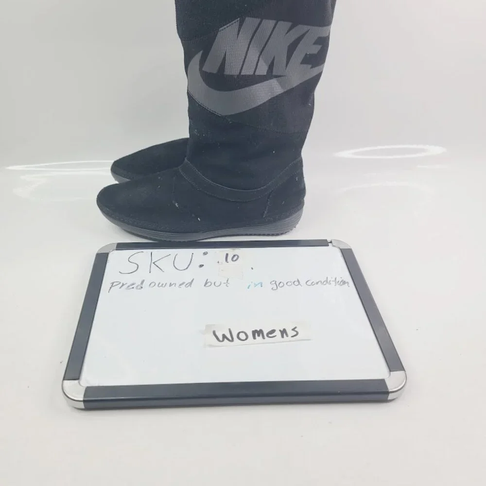Nike Women's Black‎ Hoodie 599500-090 Sheepskin Mid-Calf Winter Snow Boot Size 7